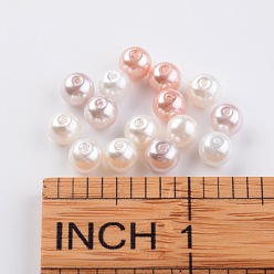 Couleur Mélangete Perles de verre de billes, mélange à peine rose, respectueux de la nature, ronde, teint, couleur mixte, 6mm, trou: 0.7~1.1mm, à propos 400pcs / boîte.