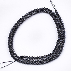 Noir Quartz synthétique perles de cristal brins, teint, facette, étoiles coupées perles rondes, noir, 2mm, Trou: 0.5mm, Environ 215 pcs/chapelet, 14.7 pouce