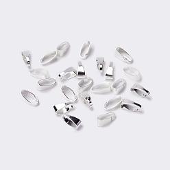 Silver Brass Snap on Bails, for Pendants, Silver Color Plated, 7x3x3mm, Hole: 6x2mm