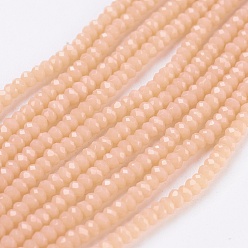 Pêche Perles verre opaque brins, facette, rondelle, peachpuff, 2.5x1.5~2mm, Trou: 0.5mm, Environ 185~190 pcs/chapelet, 13.7 pouces ~ 14.1 pouces