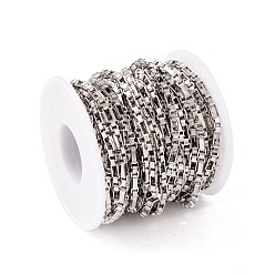 Stainless Steel Color 304 Stainless Steel Box Chains, Unwelded, with Spool, Stainless Steel Color, 7x4x2mm, about 32.81 Feet(10m)/Roll