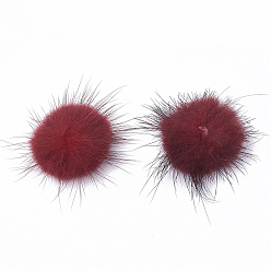 Dark Red Faux Mink Fur Ball Decoration, Pom Pom Ball, For DIY Craft, Dark Red, 2.5~3cm, about 100pcs/board