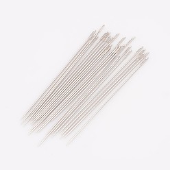Platinum Carbon Steel Sewing Needles, Darning Needles, Platinum, 40x0.45mm, Hole: 0.3mm