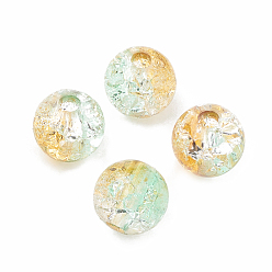 PeachPuff Acrylic Beads, Transparent Crackle Style, Two Tone Style, Round, PeachPuff, 8mm, Hole: 2mm, about 1840pcs/500g