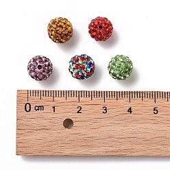 Couleur Mélangete Perles de boule pave disco , Perles de strass d'argile polymère , ronde, couleur mixte, pp 13 (1.9~2 mm), 6 rangées de strass, 10 mm, Trou: 1.5mm