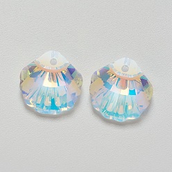 Crystal AB K9 Glass Rhinestone Pendants, Imitation Austrian Crystal, Faceted, Shell, Crystal AB, 28x28x11mm, Hole: 1.6mm