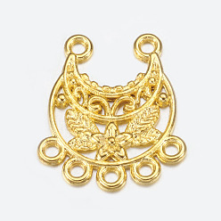 Золотой Тибетский стиль компоненты сплава люстра ссылки, без свинца и без кадмия, луна, золотые, 23x20x2.5 мм, отверстие : 1.5 мм