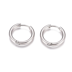 Stainless Steel Color 304 Stainless Steel Huggie Hoop Earrings, with 316 Surgical Stainless Steel Pin, Ring, Stainless Steel Color, 19x2.5mm, 10 Gauge, Pin: 0.9mm