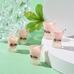 Pink Resin Decoden Cabochons, Drink Cup, Pink, 30x18mm