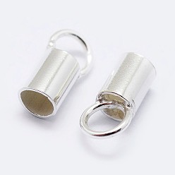 Silver 925 Sterling Silver Cord Ends, Silver, 6.5x3mm, Hole: 2mm, Inner Diameter: 2.5mm