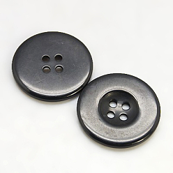 Black Resin Buttons, Dyed, Flat Round, Black, 34x4mm