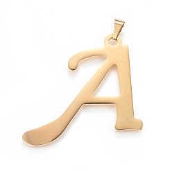 Letter A 304 Stainless Steel Pendants and Stud Earrings Jewelry Sets, Alphabet, Letter.A, 50x56x1.7mm, Hole: 9x4.5mm, 14x18x1.5mm, Pin: 0.8mm