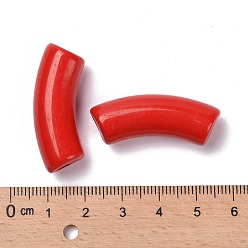 Красный Непрозрачные акриловые бусины, изогнутая трубка, красные, 34.5x13x11 мм, отверстие : 3.5 мм, Около 155 шт / 500 г