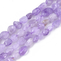 Amethyst Natural Amethyst Beads Strands, Nuggets, Tumbled Stone, 5~11x5~8x3~6mm, Hole: 0.8mm, about: 52~56pcs/Strand, 15.94 inch(40.5cm)