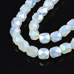 Clear Electroplate Glass Beads Strands, AB Color Plated, Faceted, Column, Clear, 5.5x5mm, Hole: 1.2mm, about 99pcs/strand, 21.85 inch(55.5cm)