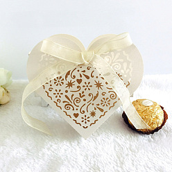 Dentelle Vieille Boîtes en papier, boîtes de bonbons pour les fournitures de fête d'anniversaire de douche de bébé de mariage, cœur, vieille dentelle, boîte: 8.9x9.5x3cm