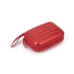 Red Tinplate Zipper Bag, Portable Coin Purse, for Business Card, Draw-bar box Shape, Red, 70x100mm