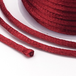 FireBrick Nylon Cord, Satin Rattail Cord, for Beading Jewelry Making, Chinese Knotting, FireBrick, 1mm, about 32.8 yards(30m)/roll