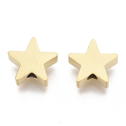 Golden 304 Stainless Steel Beads, Star, Golden, 9x10x3mm, Hole: 2mm