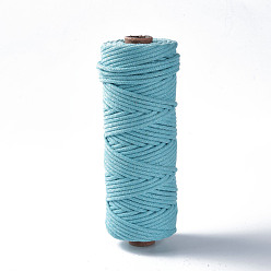 Bleu Ciel Foncé Fils de coton, cordon en macramé, fils décoratifs, pour l'artisanat de bricolage, emballage cadeau et fabrication de bijoux, bleu profond du ciel, 3mm, environ 54.68 yards (50m)/rouleau