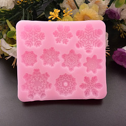 Hot Pink Food Grade Silicone Molds, Fondant Molds, For DIY Cake Decoration, Chocolate, Candy, UV Resin & Epoxy Resin Jewelry Making, Snowflake, Hot Pink, 91x82x7mm, Inner Size: 22~32mm