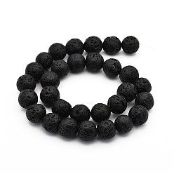 Lava Rock Natural Lava Rock Round Beads Strands, 12mm, Hole: 2.5mm, about 32pcs/strand, 15 inch