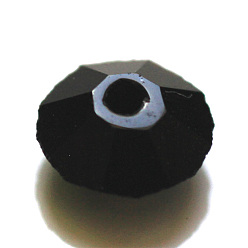 Noir Imitations de perles de cristal autrichien, grade de aaa, facette, plat rond, noir, 4.5x2.5mm, Trou: 0.7~0.9mm