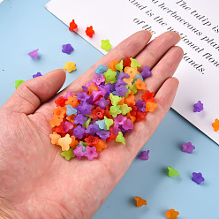 Mixed Color Transparent Acrylic Beads, Flower, Frosted, Mixed Color, 12x7mm, Hole: 1mm, about 4600pcs/500g
