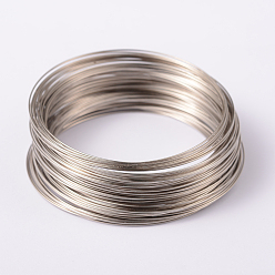 Platinum Memory Wire, for Bracelet Making, Steel Wire, Platinum, 24 Gauge, 0.5mm, Inner Diameter: 65mm, about 1500 circles/1000g