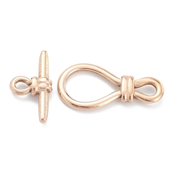 Rose Gold Vacuum Plating 304 Stainless Steel Toggle Clasps, Rose Gold, Bar: 26x13.5x4.5mm, hole: 4x3mm, Clasp: 34x17x4mm, small inner diameter: 5.5x4.5mm, big inner diameter: 17x11.5mm