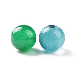 Vert Perles de verre peintes à patisserie, ronde, dégradé de couleur, verte, 8~9mm, Trou: 1~1.6mm, environ 486~540 pcs / boîte