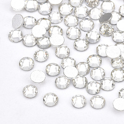 Crystal Glass Rhinestone Flat Back Cabochons, Back Plated, Faceted, Half Round, Crystal, SS10, 2.7~2.8x1mm, about 1440pcs/bag