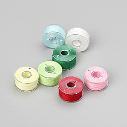 Mixed Color Prewound Bobbins Sewing Threads Kit, with Plastic Sewing Thread Bobbins, Cotton Thread, Mixed Color, 143x94x13mm, 1 roll/color, 12 colors, 12 rolls/set