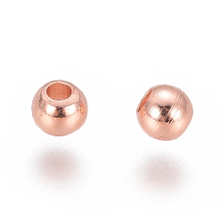 Rose Gold Brass Spacer Beads, Round, Rose Gold, 3mm, Hole: 1mm