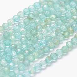 Apatite Natural Apatite Beads Strands, Faceted, Round, 3mm, Hole: 0.5~0.6mm, about 144~151pcs/strand, 15.3~15.7 inch(39~40cm)