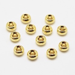 Real 18K Gold Plated Brass Spacer Beads, Rondelle, Cadmium Free & Nickel Free & Lead Free, Real 18K Gold Plated, 5x3mm, Hole: 2mm