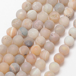 PeachPuff Electroplated Natural Agate Bead Strands, Round, Grade A, PeachPuff, 6mm, Hole: 1mm, about 61pcs/strand, 15 inch