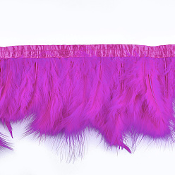 Magenta Garniture de franges de plumes de dinde, accessoires de costumes, teint, magenta, 120~180 mm, environ 2 m / sac
