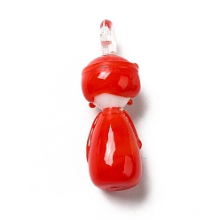 Красный Подвески лэмпворк ручной работы, прелести девушки, красные, 31.5~32x11~11.5x10~10.5 мм, отверстие : 2~3 мм