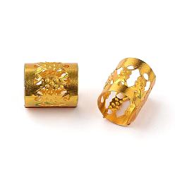 Gold Aluminum Dreadlocks Beads Hair Decoration, Hair Coil Cuffs, Gold, 9x8mm, Hole: 7mm