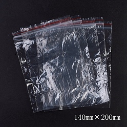 Rouge Sacs en plastique à fermeture éclair, sacs d'emballage refermables, joint haut, sac auto-scellant, rectangle, rouge, 20x14 cm, épaisseur unilatérale : 1.1 mil(0.028mm)