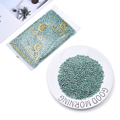 Light Sea Green Dyed Opaque Colours Glass Seed Beads, Silver Lined, 2-Hole, Oval, Light Sea Green, 5x4x2.5mm, Hole: 0.9mm, about 450g/bag