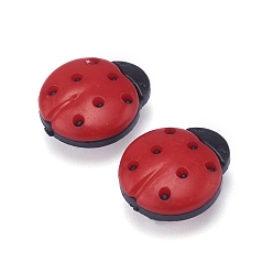 Black Plastic Sewing Buttons, Ladybug Shape, 1-Hole, Black, 15x13x4mm, Hole: 3x2mm