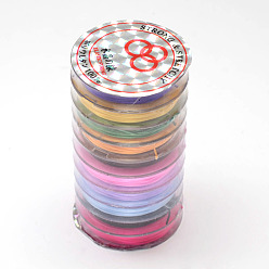 Colorful Flat Elastic Crystal String, Elastic Beading Thread, for Stretch Bracelet Making, Colorful, 0.8mm, about 10.93 yards(10m)/roll