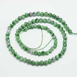 Green Spot Jasper Natural Green Spot Jasper Beads Strands, Faceted, Round, Green, 4mm, Hole: 1mm, about 90pcs/strand, 15.35 inch