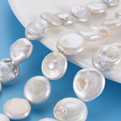 Coquillage De Mer Perles de nacre naturelle brins Keshi, perle de culture d'eau douce, plat rond, couleur de coquillage, 12~17x12~16x3~9mm, Trou: 0.6mm, Environ 27~29 pcs/chapelet, 15.75 pouce (40 cm)