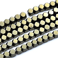 Antique Bronze Plated Rhombus Non-magnetic Synthetic Hematite Beads Strands, Imitation Pyrite, Antique Bronze Plated, 4x4x4mm, Hole: 0.8mm, about 100pcs/strand, 15.7 inch