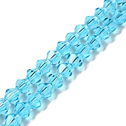 Couleur Mélangete Imitation cristal autrichien 5301 perles bicône, Perles en verre à facettes, couleur mixte, 6x6mm, Trou: 1.2mm, Environ 47~48 pcs/chapelet, 10.24 pouces ~ 10.43 pouces (26~26.5 cm)