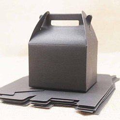 Black Creative Portable Foldable Paper Gift Box with Handles, Gable Favor Boxes, for Gift Giving & Packaging, Black, 7.2x5.8x9.2cm