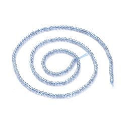 Light Steel Blue Electroplate Glass Beads Strands, Pearl Luster Plated, Round, Light Steel Blue, 2.5mm, Hole: 0.7mm, about 177pcs/Strand, 14.09 inch(35.8cm)